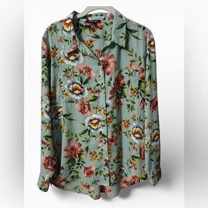 Roz & Ali Women’s Tropical Floral Print Blouse Size Large